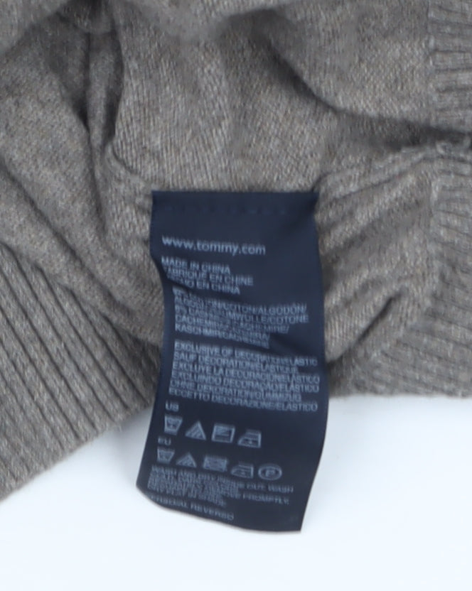 Tommy Hilfiger Men’s Beige V-Neck Cotton Cashmere Jumper M