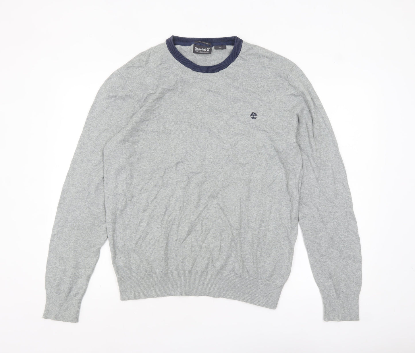 Timberland Men’s Grey Crew Neck Knit Jumper M Classic Soft Wool Blend