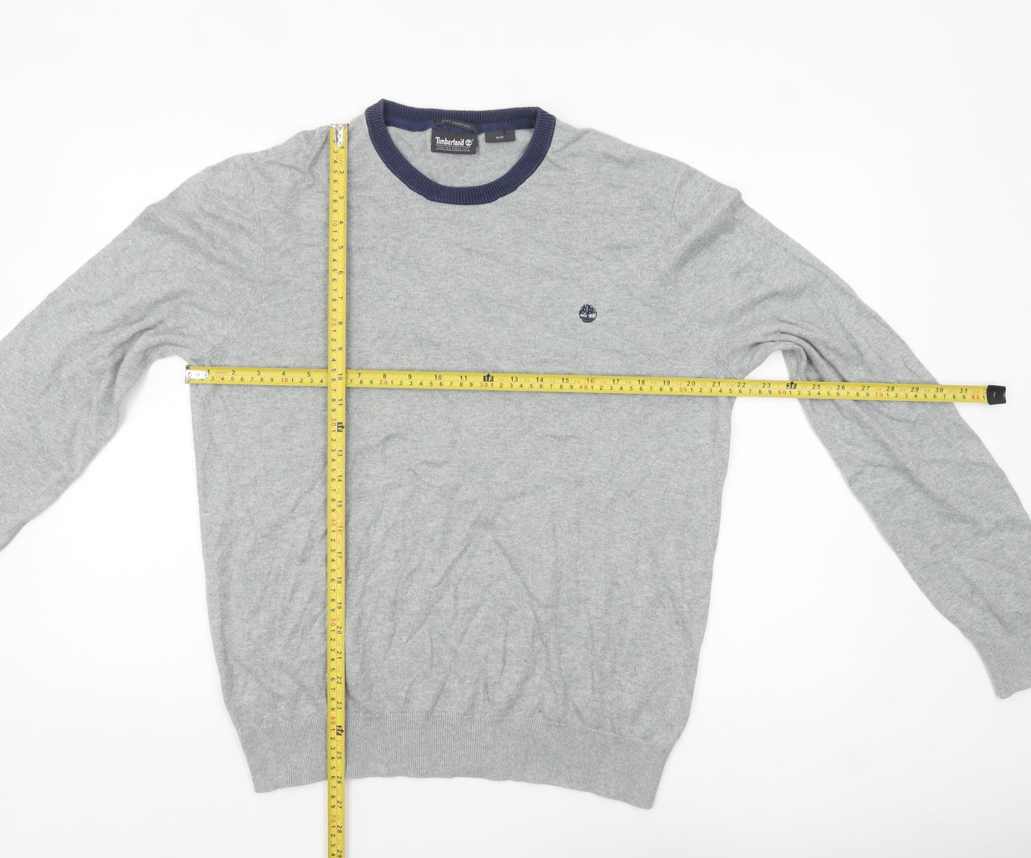 Timberland Men’s Grey Crew Neck Knit Jumper M Classic Soft Wool Blend