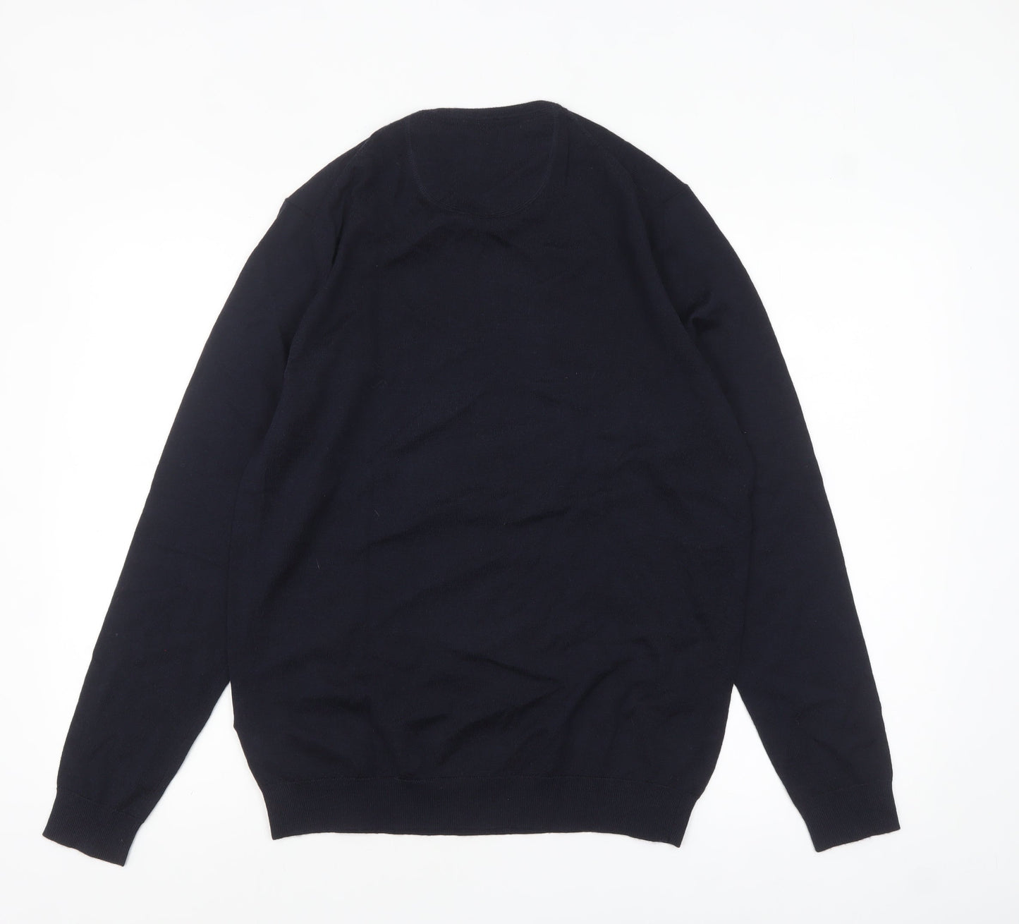 Simon Carter Men's Blue Merino Wool Crew Neck Jumper Size M