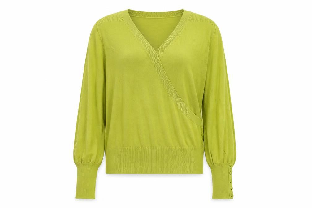 Petite Collection Women’s Green V-Neck Wrap Jumper Size 12 Petite