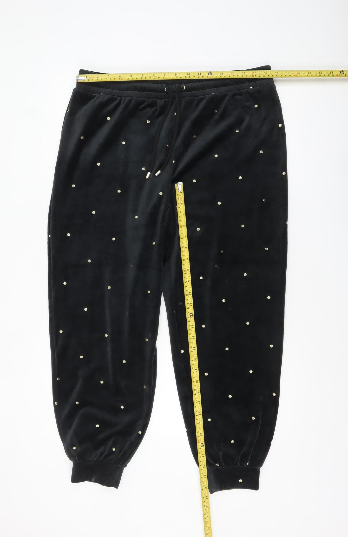 Marks and Spencer Women’s Black Studded Velvet Jogger Trousers L