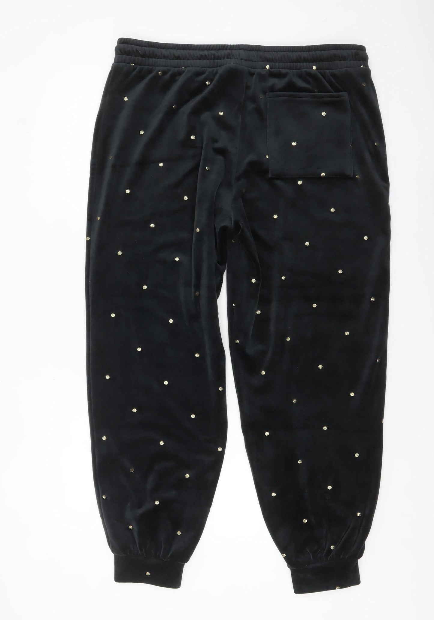 Marks and Spencer Women’s Black Studded Velvet Jogger Trousers L