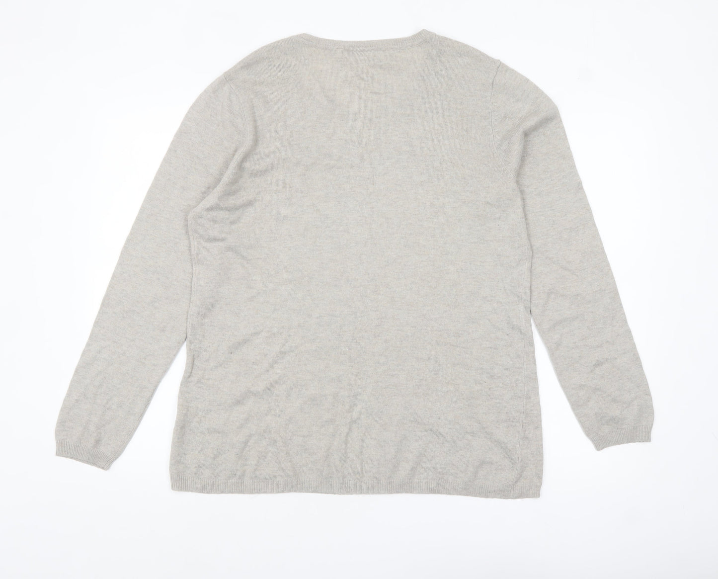 Canda Women's Beige Sequin Cat Pullover Jumper Size M