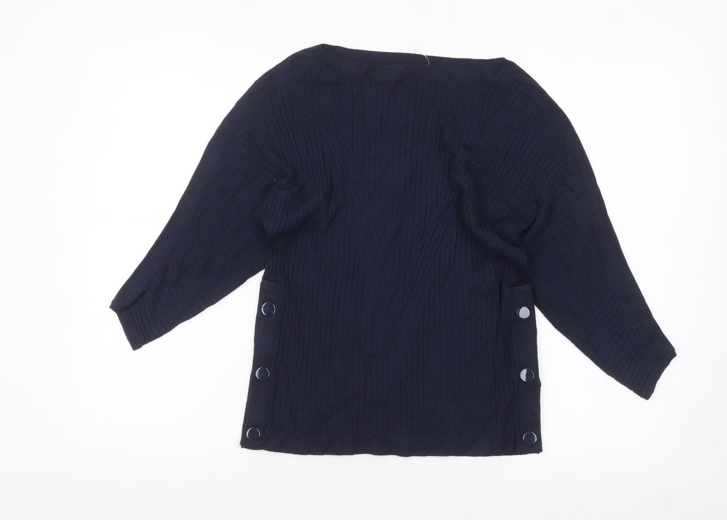 Marks and Spencer Women Navy Small Button Detail Pullover Jumper