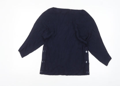 Marks & Spencer Women Navy Small Button Detail Pullover Jumper