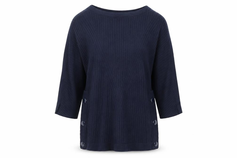 Marks & Spencer Women Navy Small Button Detail Pullover Jumper