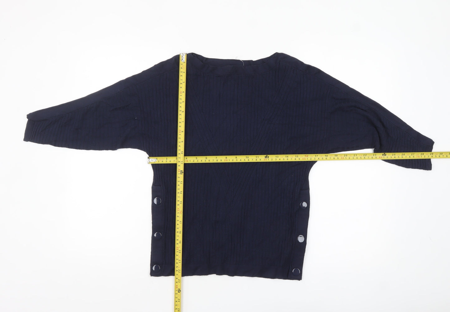 Marks and Spencer Women Navy Small Button Detail Pullover Jumper