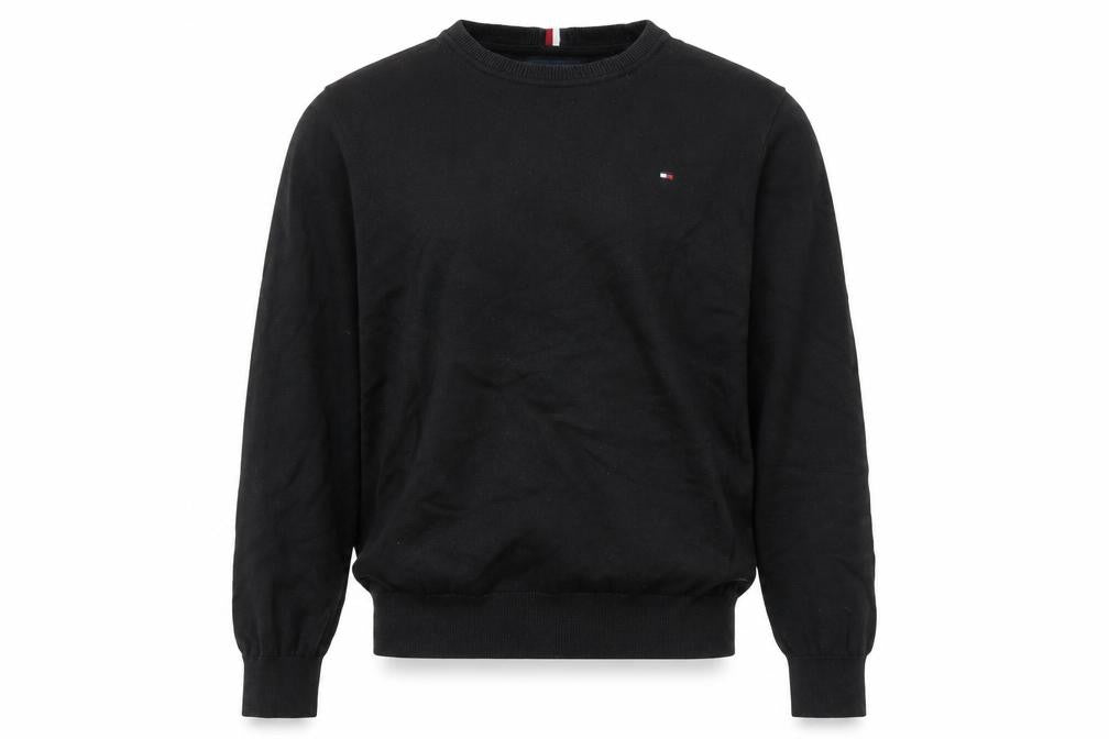Tommy Hilfiger Men's Black Cotton Crew Neck Pullover Jumper M