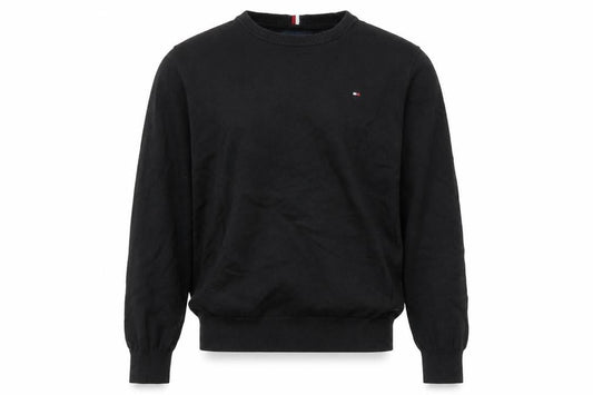 Tommy Hilfiger Men's Black Cotton Crew Neck Pullover Jumper M