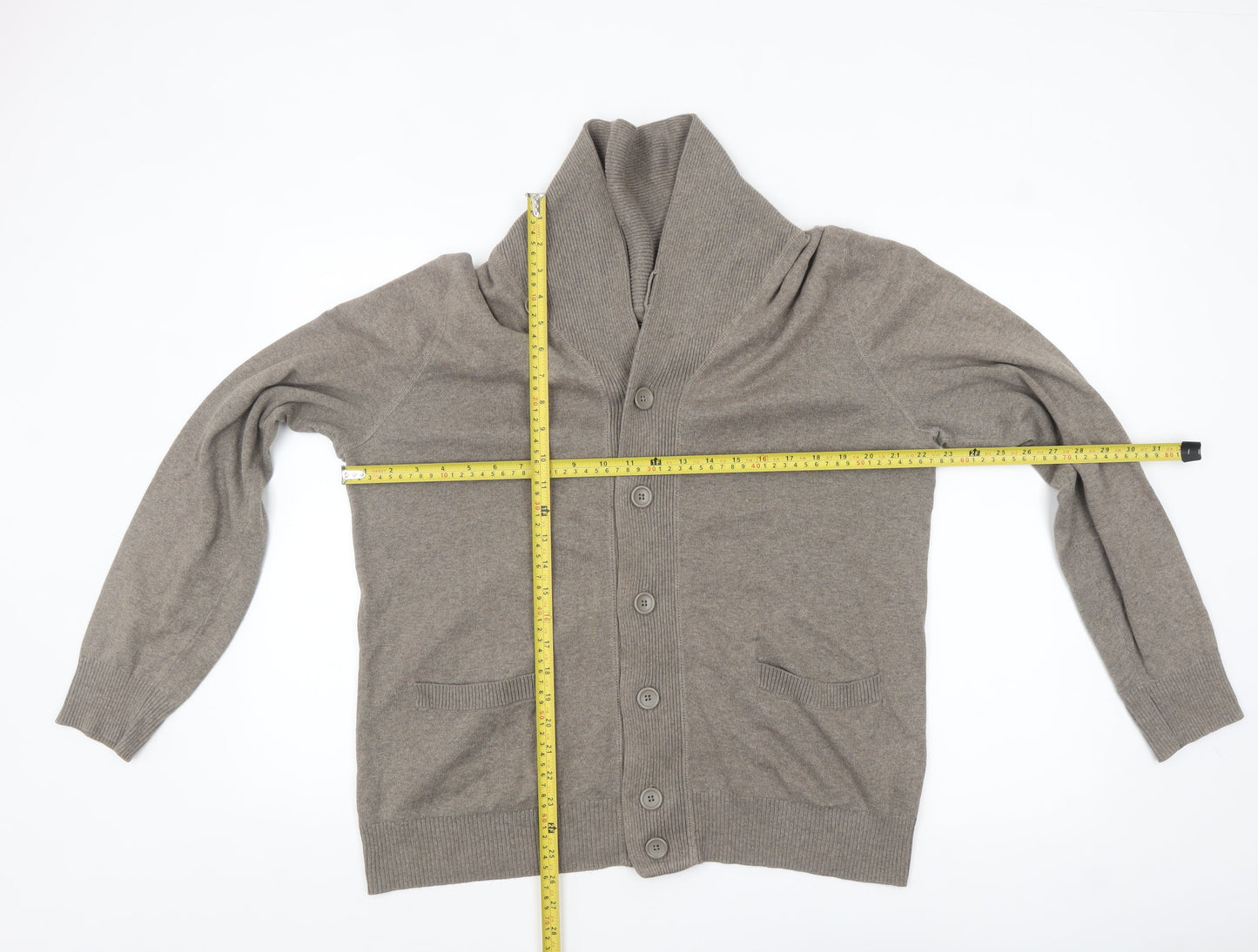 Gap Men's Beige Cotton Shawl Collar Cardigan L Classic Fit
