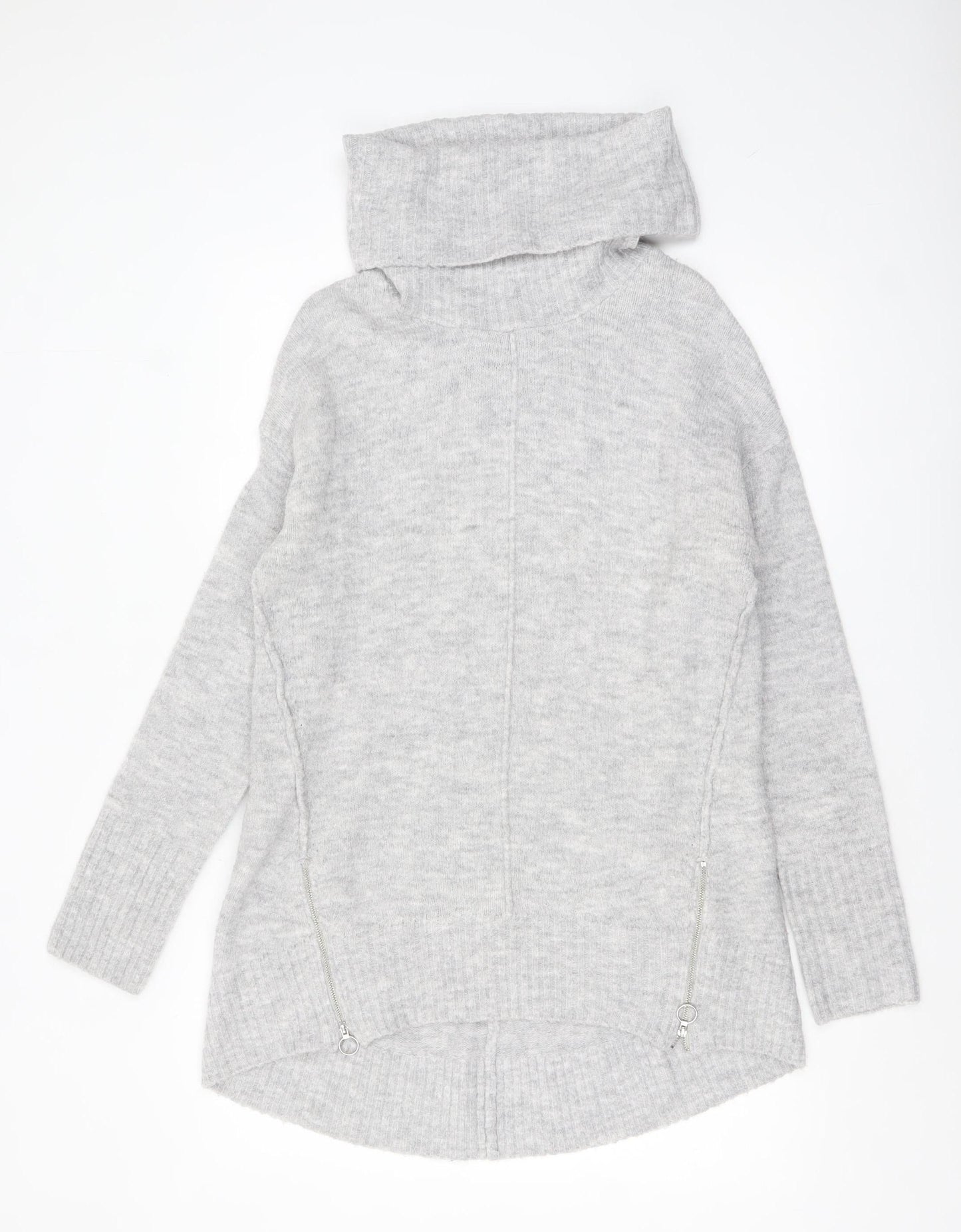 F&F Womens Grey Cowl Neck Chunky Knit Pullover Jumper Size 14