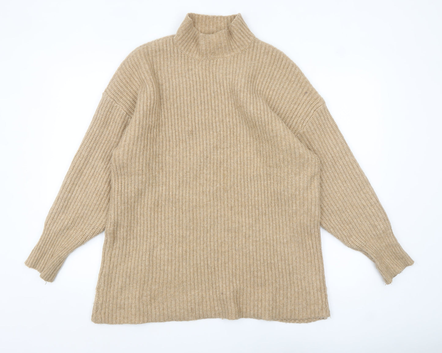 Monki Women’s Beige Mock Neck Chunky Knit Jumper XS