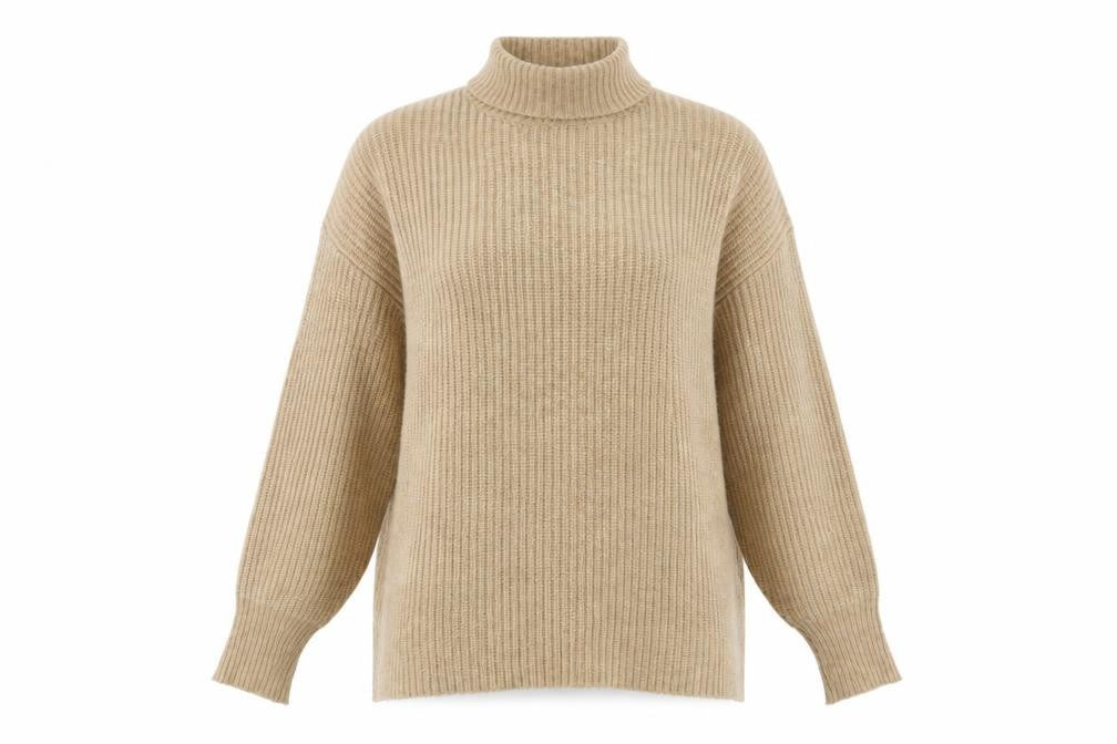 Monki Women’s Beige Mock Neck Chunky Knit Jumper XS