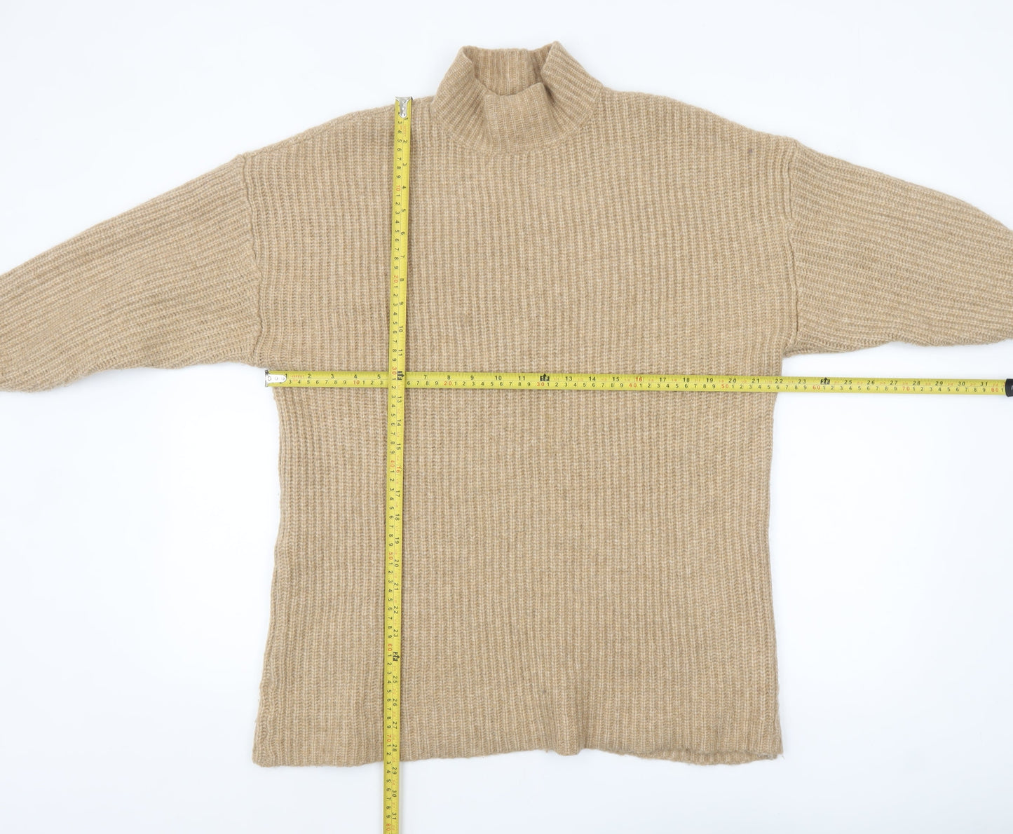 Monki Women’s Beige Mock Neck Chunky Knit Jumper XS