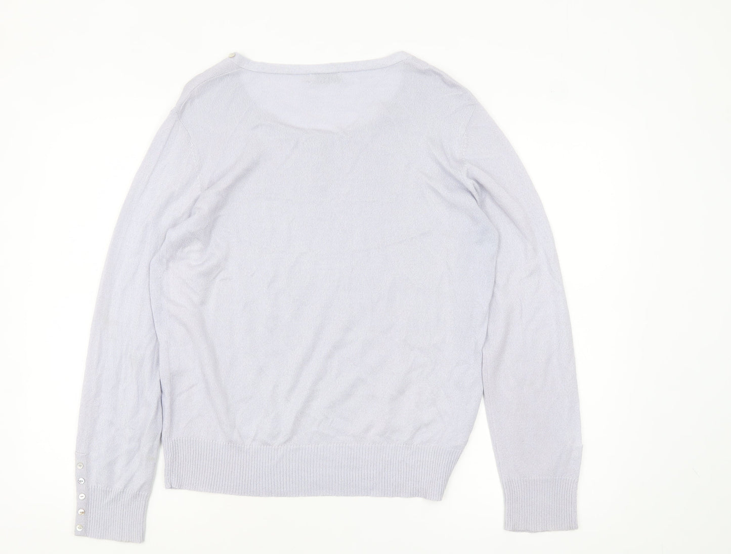 Micha Women Purple L Henley Knit Jumper Scoop Neck Acrylic Viscose