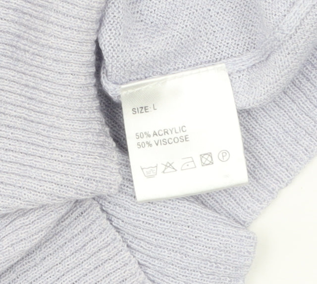 Micha Women Purple L Henley Knit Jumper Scoop Neck Acrylic Viscose