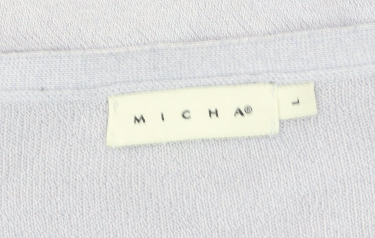 Micha Women Purple L Henley Knit Jumper Scoop Neck Acrylic Viscose