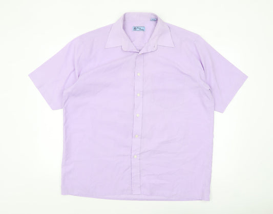 Classic Shirtings Men's Purple Short Sleeve Regular Fit Dress Shirt L