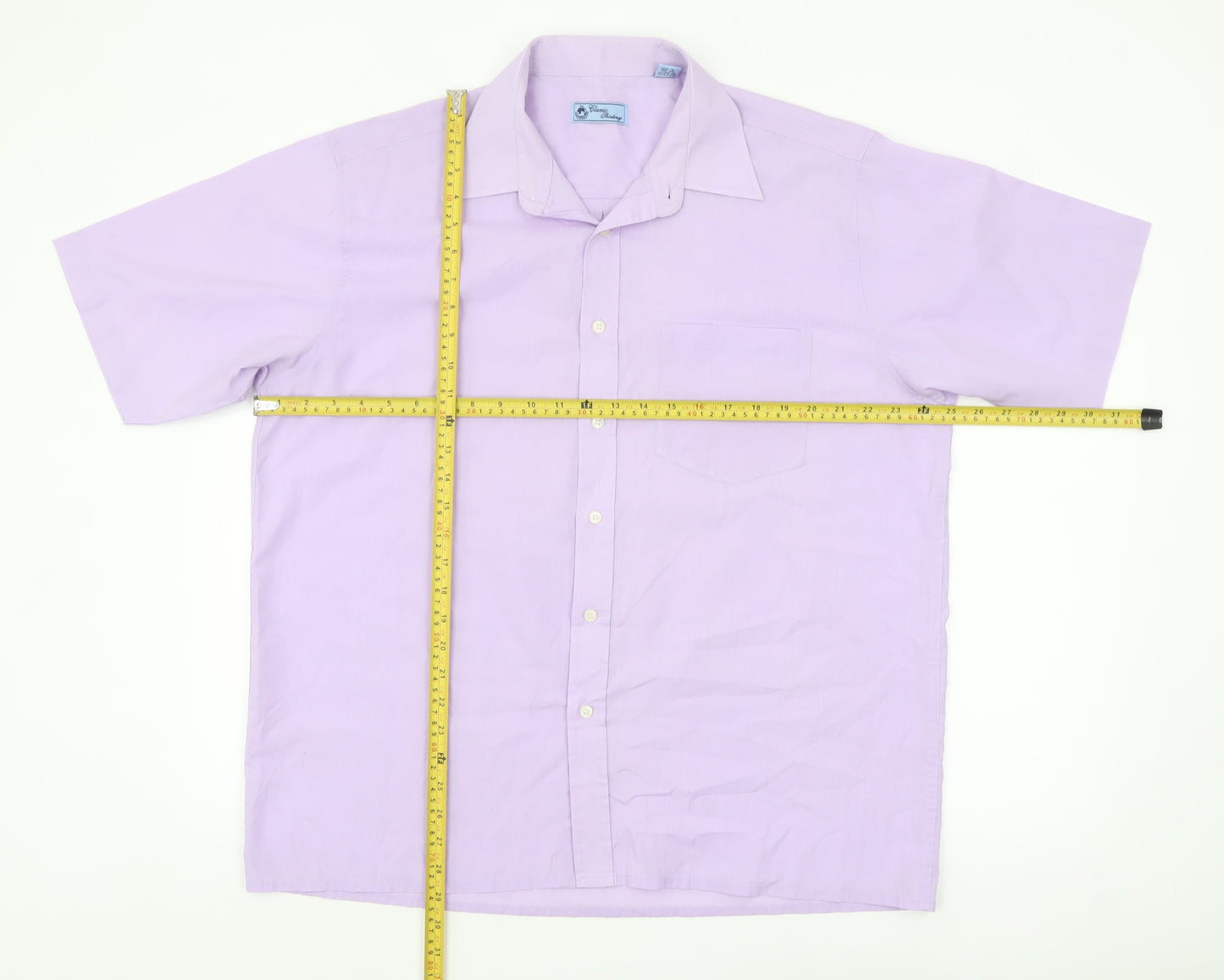 Classic Shirtings Men's Purple Short Sleeve Regular Fit Dress Shirt L