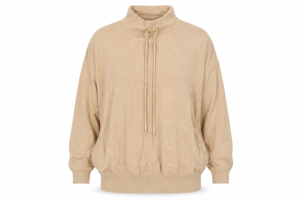 Next Women Beige Mock Neck Lambswool Blend Pullover Jumper Size 14