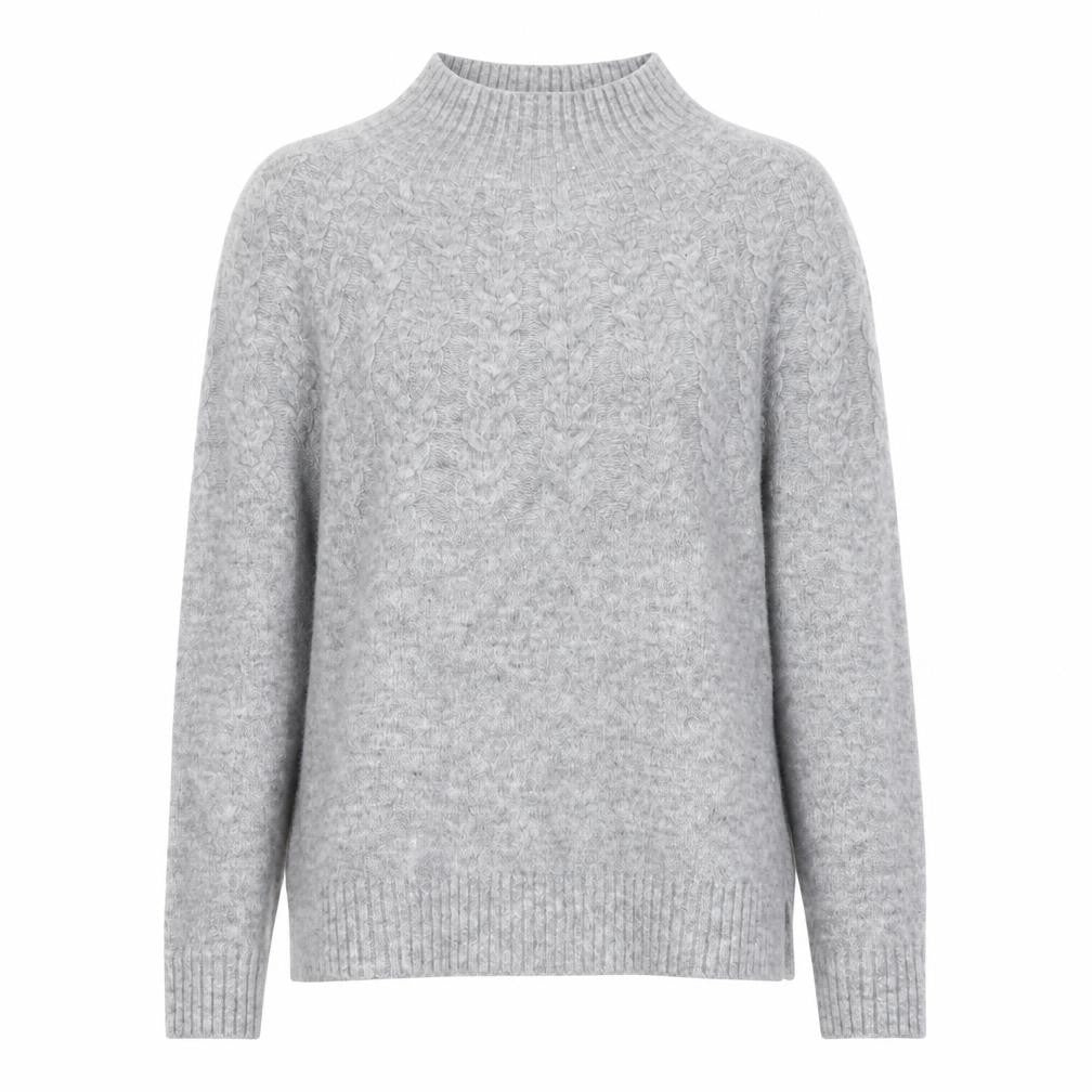 Tu Women Grey Mock Neck Cable-Knit Jumper Size 12