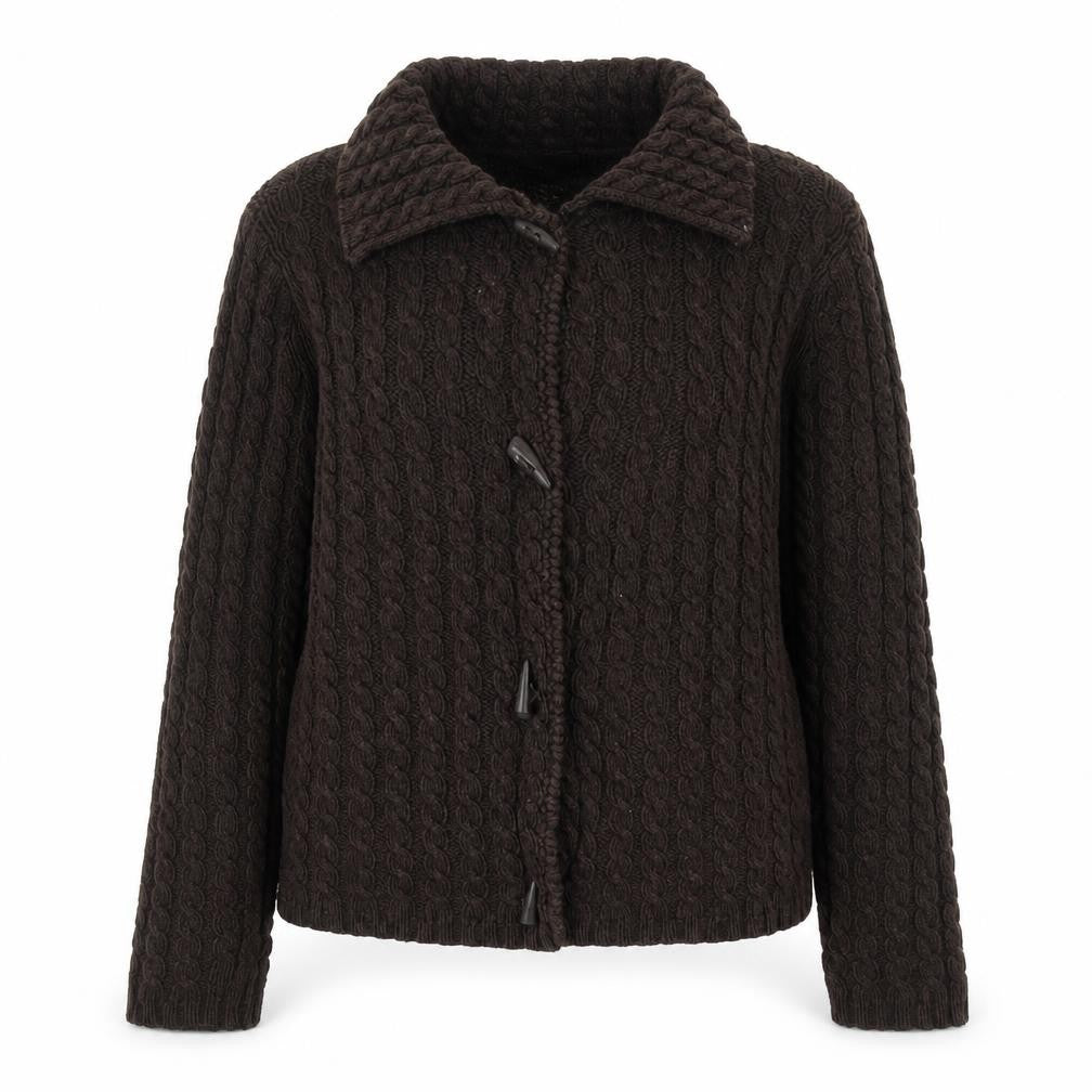 Marks & Spencer Per Una Women's Brown Collared Cable Knit Cardigan Size 12