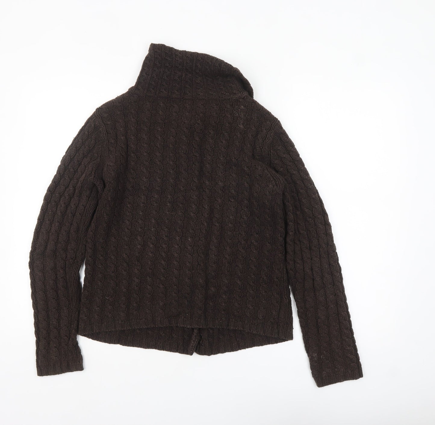 Marks and Spencer Per Una Women's Brown Collared Cable Knit Cardigan Size 12