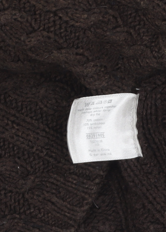 Marks and Spencer Per Una Women's Brown Collared Cable Knit Cardigan Size 12