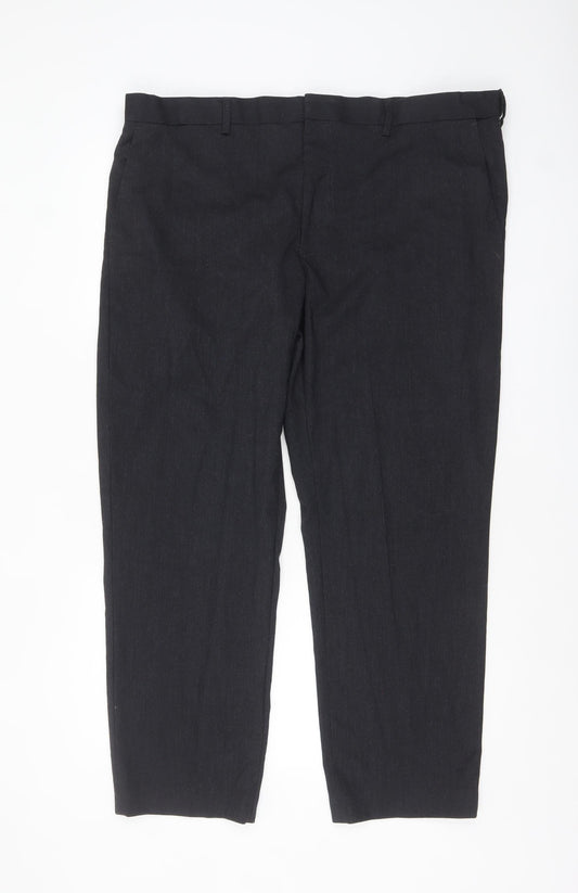 Marks and Spencer Men's Grey Regular Fit Trousers 40W 29L