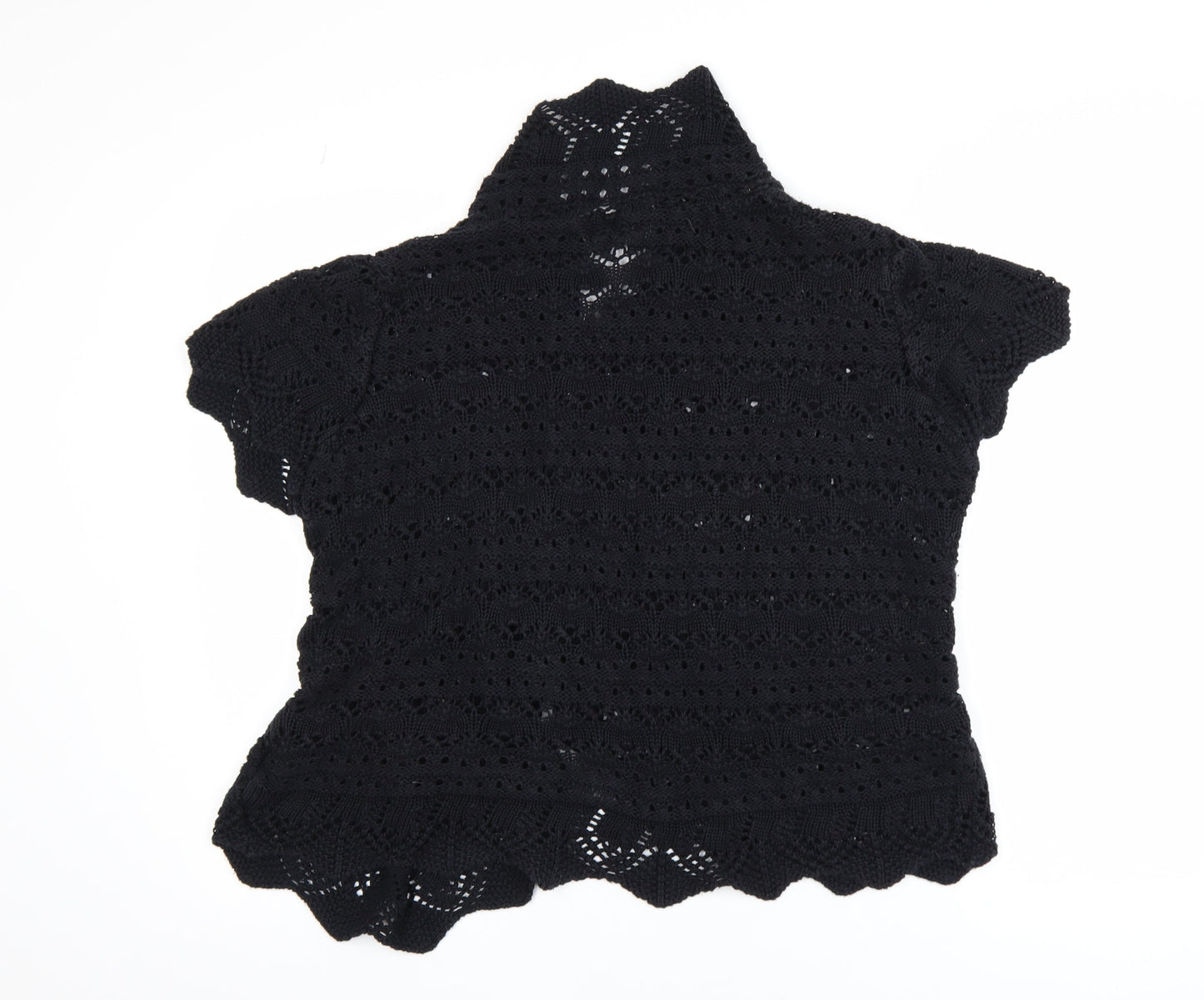 Mexx Women’s Black Crochet Open Knit Short Sleeve Cardigan 2XL