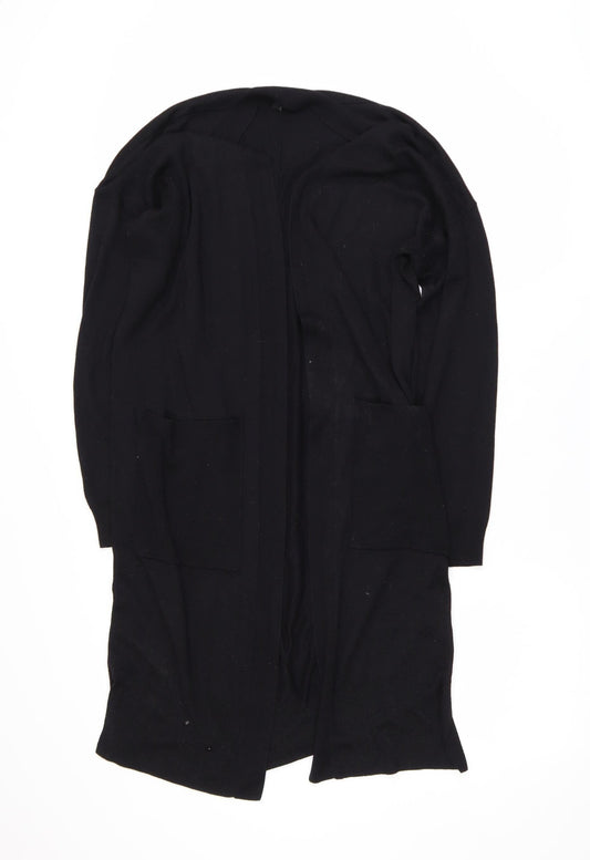 Next Women's Black Longline Open Front Knit Cardigan Size 12