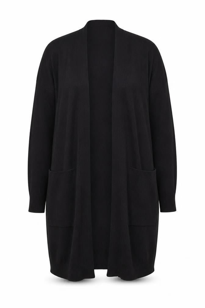 Next Women's Black Longline Open Front Knit Cardigan Size 12