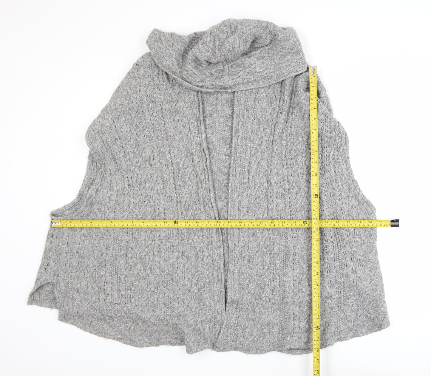 Avoca Women Grey Wool Blend Sleeveless Cable Knit Cardigan S