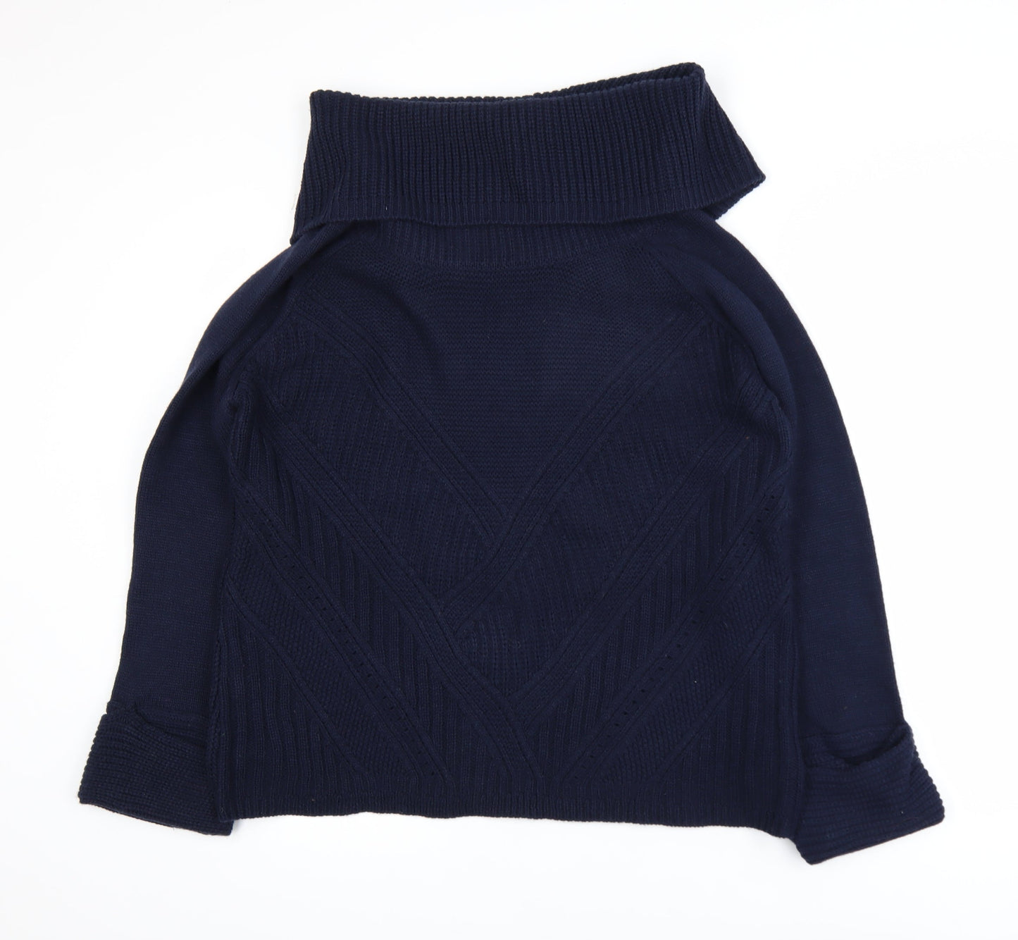 Oasis Women’s Blue Roll Neck Cable Knit Pullover Jumper Size L
