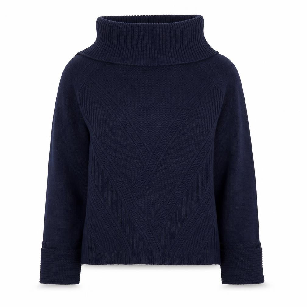 Oasis Women’s Blue Roll Neck Cable Knit Pullover Jumper Size L
