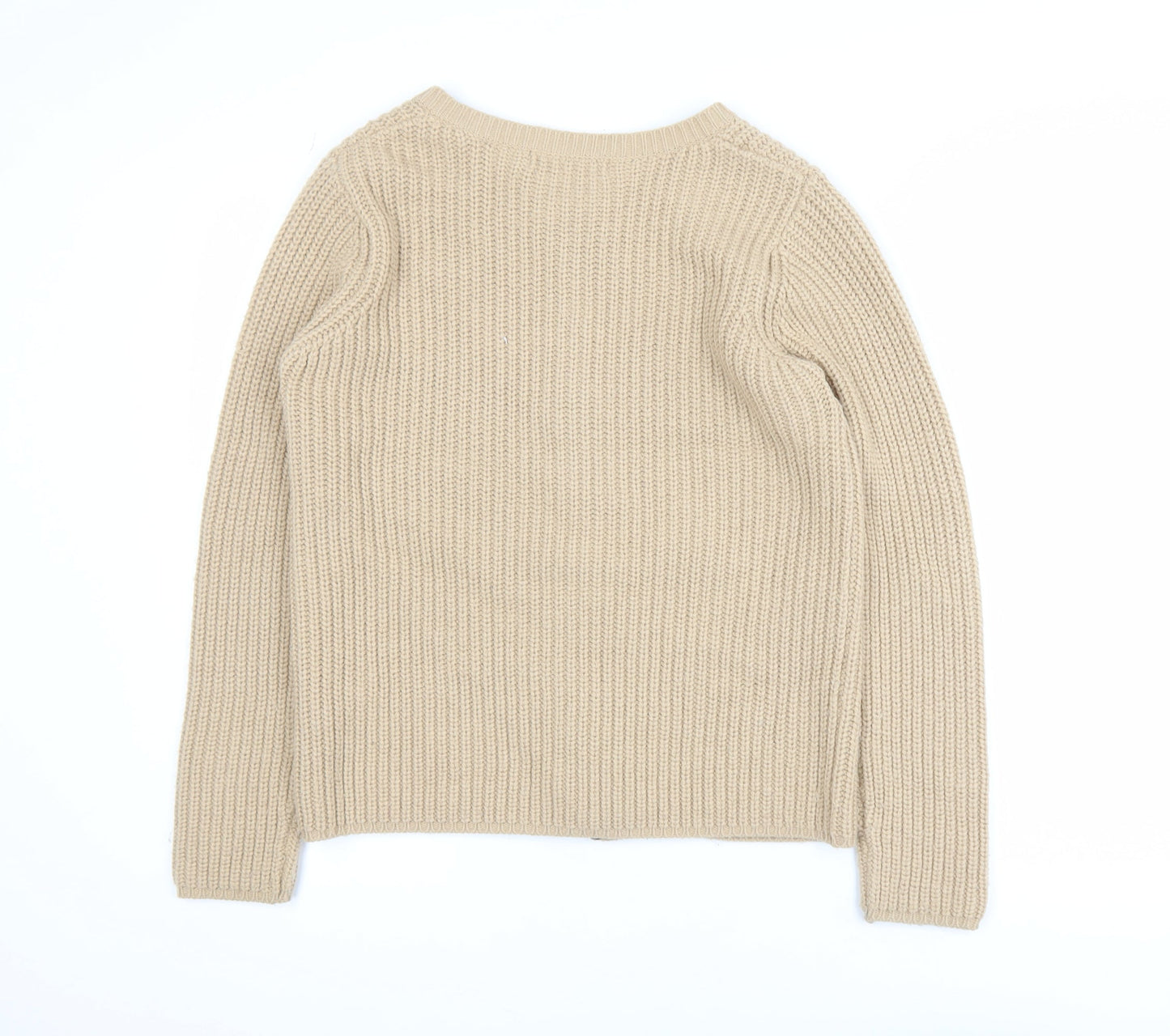 Marks and Spencer Women’s Beige Full Zip Chunky Knit Jumper Size 12