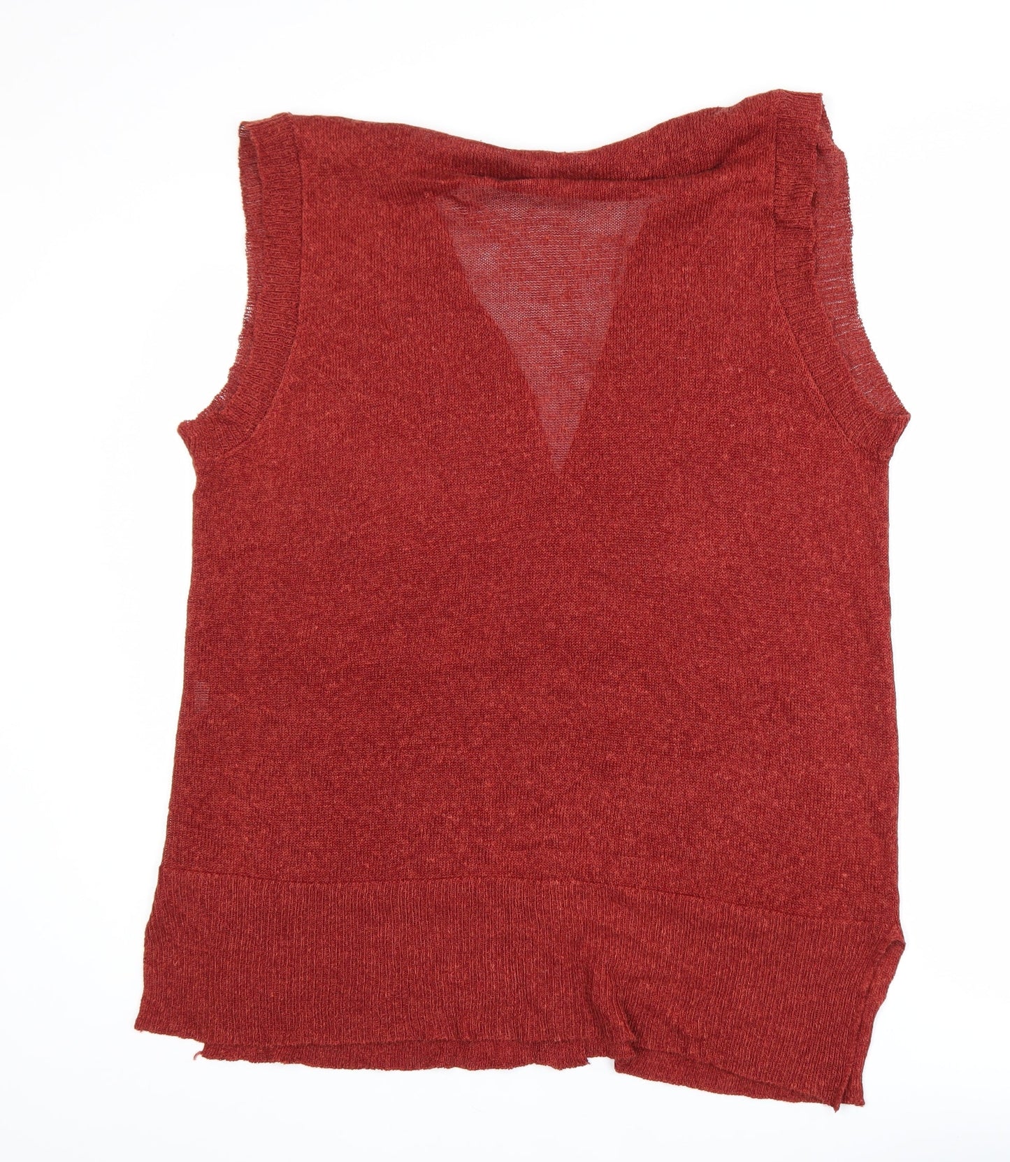 Zara Women Red Sleeveless Cardigan Knit Vest Size 14