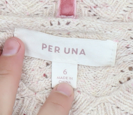 Marks and Spencer Per Una Beige Wool Cotton Blend Cable Knit Jumper Women’s Size 6