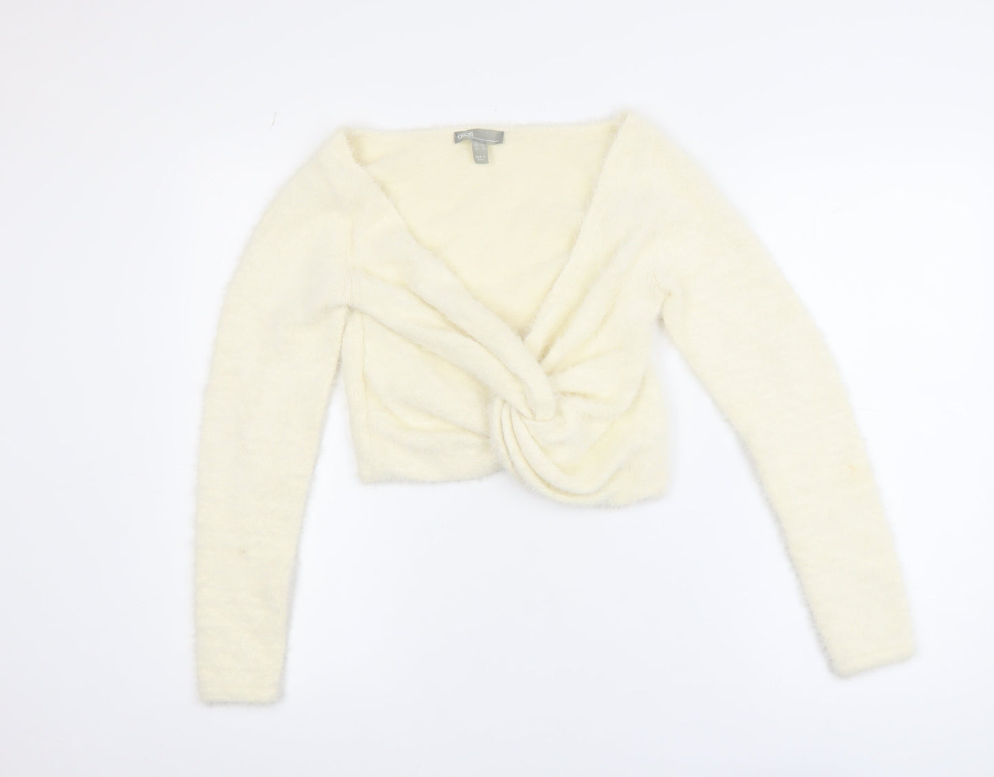 ASOS Womens Ivory Long Sleeve Twist Front Knit Cardigan UK 12