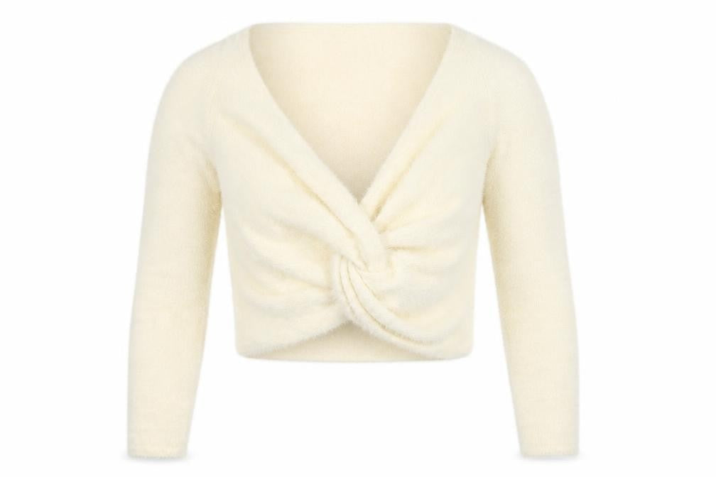 ASOS Womens Ivory Long Sleeve Twist Front Knit Cardigan UK 12