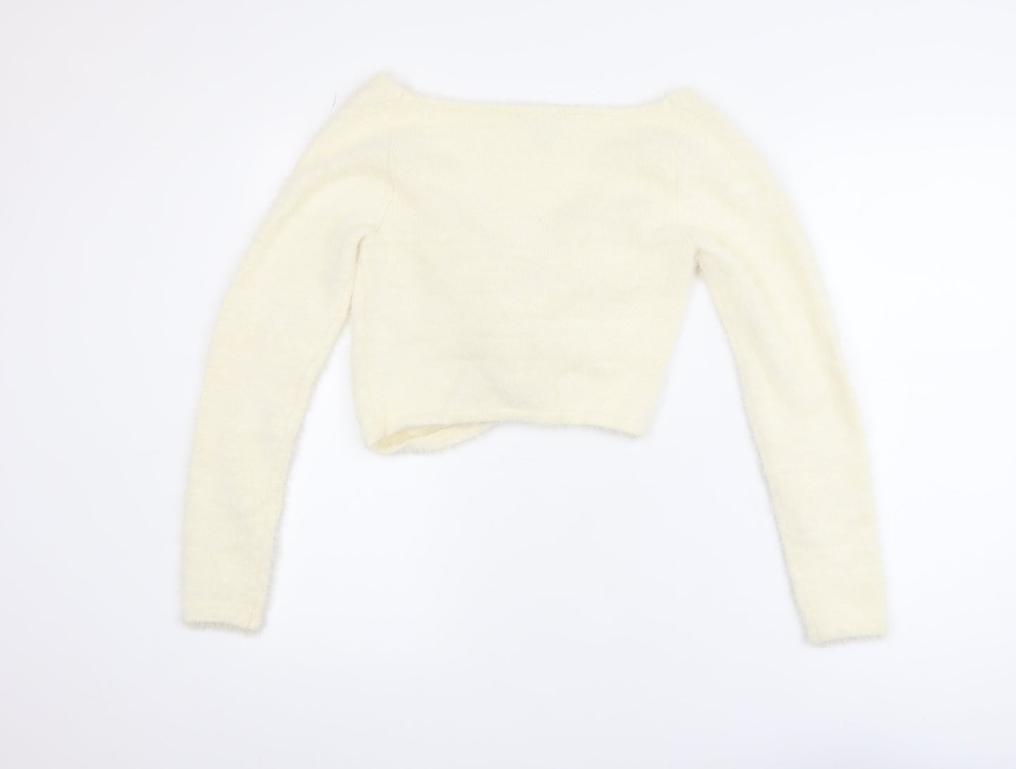 ASOS Womens Ivory Long Sleeve Twist Front Knit Cardigan UK 12