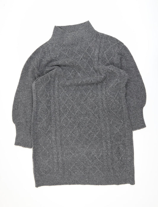 Bonmarché Women’s Grey Cable-Knit High Neck Pullover Jumper Size 18