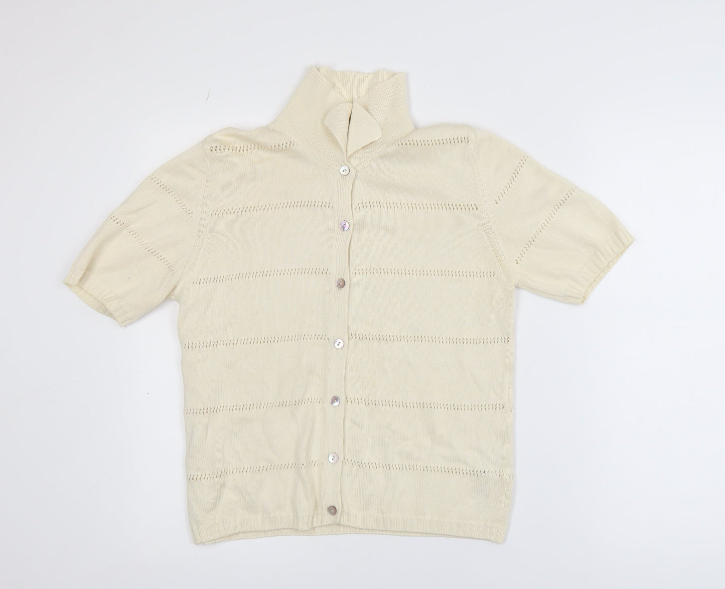 Marks and Spencer Women’s Ivory Cotton Button-Up Short Sleeve Top Size 12