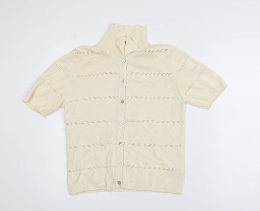 Marks and Spencer Women’s Ivory Cotton Button-Up Short Sleeve Top Size 12