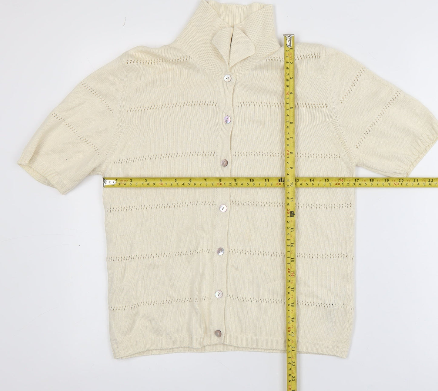 Marks and Spencer Women’s Ivory Cotton Button-Up Short Sleeve Top Size 12