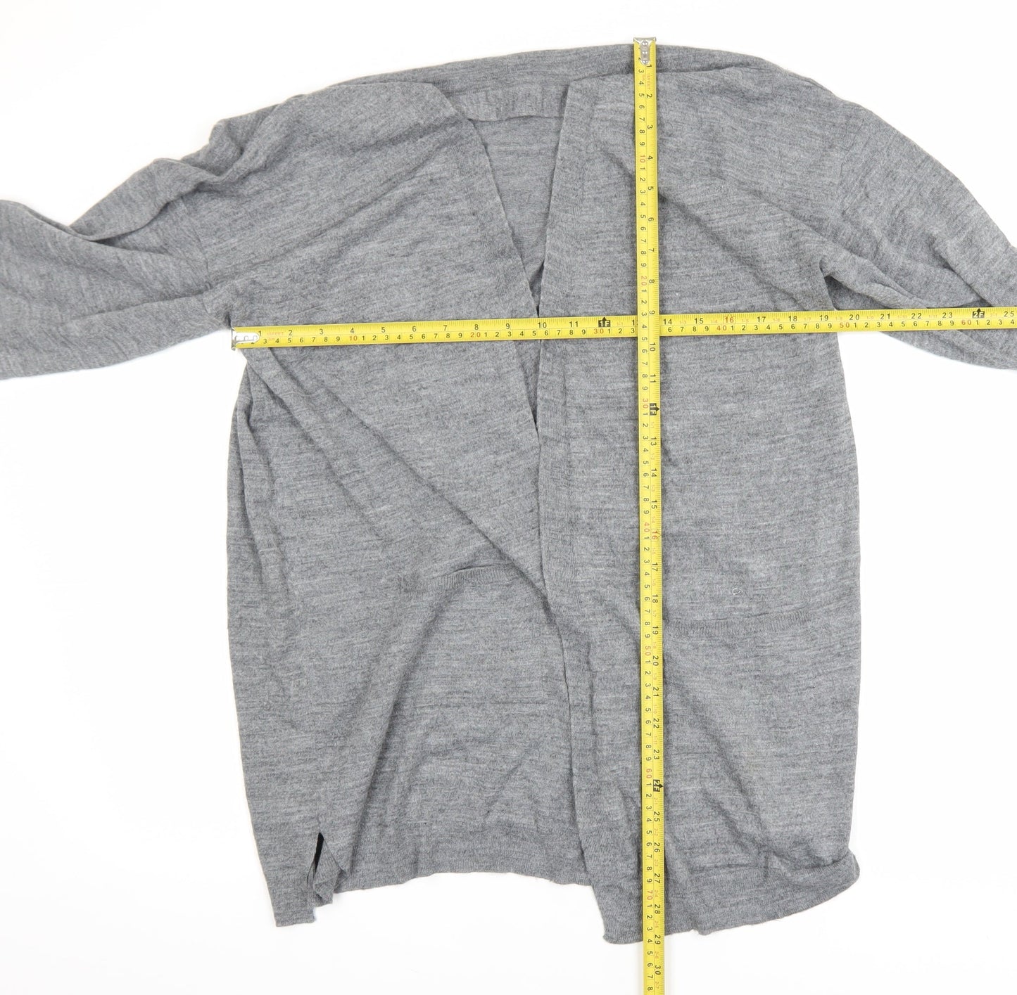 Monsoon Womens Grey Long Sleeve Open Knit Cardigan XL