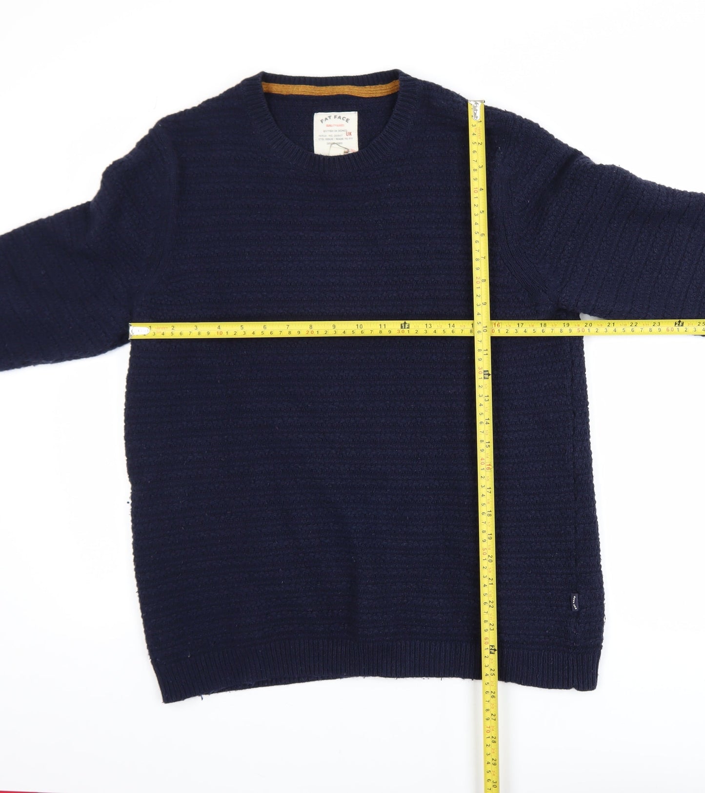 Fat Face Men's Navy Blue Cotton Wool Crew Neck Jumper Size L