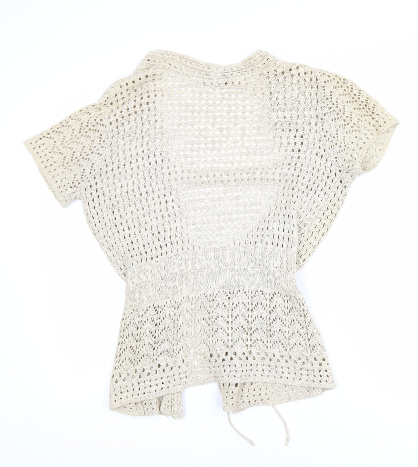 Dorothy Perkins Women Beige Open Knit Cardigan Size 12 Cotton Blend