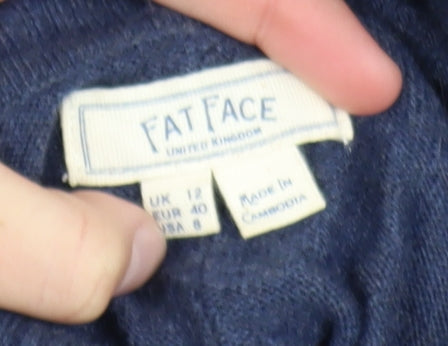 Fat Face Womens Blue Roll Neck Wool Cashmere Tunic Jumper UK 12